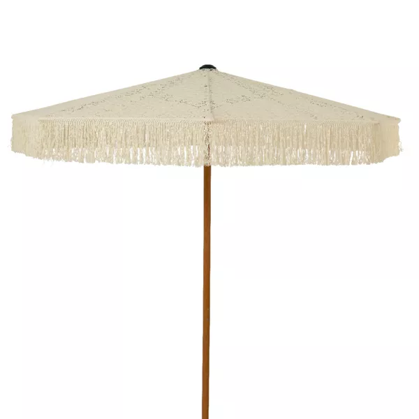 Parasol de jardin rond à franges (D2 m) Isy Dentelle Beige