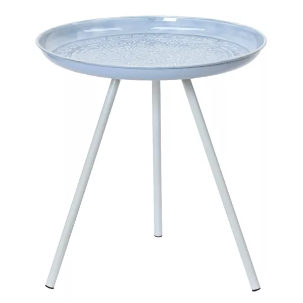 Table d'appoint ronde (H43 cm) Plateau émaillé Bleu