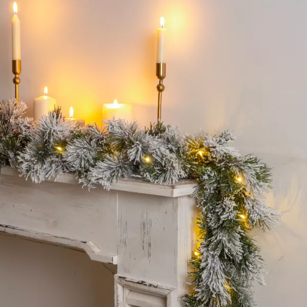 Guirnalda de abeto luminosa (300 cm - D25) Edmonton Verde nevado y blanco c�lido