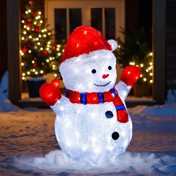 Sneemand med solenergi 90 LED (H48 cm) Frosty Varm hvid