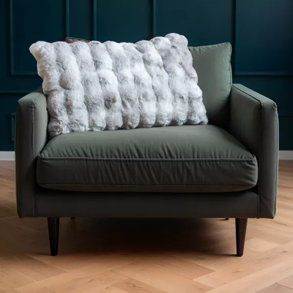 Cuscino rettangolare in finta pelliccia (50 x 80 cm) Nebraska Grigio perla