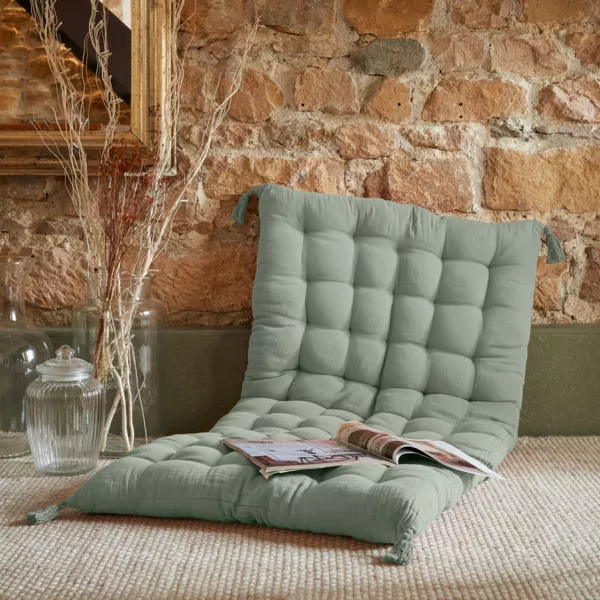 Colchoneta de suelo en gaza de algodón (60 x 120 cm) Gaïa Verde eucalipto