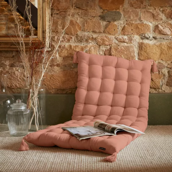 Colchoneta de suelo en gaza de algodón (60 x 120 cm) Gaïa Rosa durazno