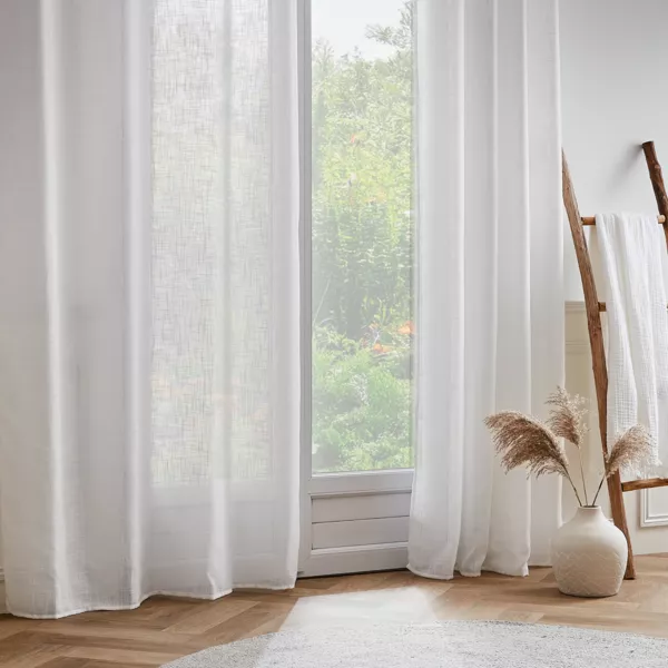 Vitrage linnen-effet met roede schuifzoom (140 x 240 cm) Robin Wit