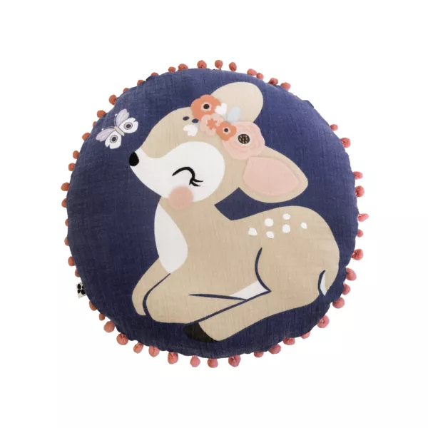 Coussin rond enfant coton (40 cm) Forêt enchantée Multicolore