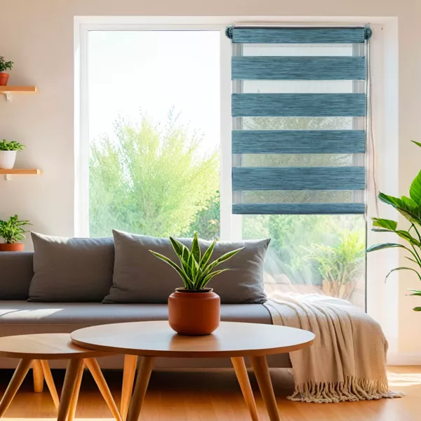 Doppelrollo Tag & Nacht (60 x H180 cm) Blau meliert