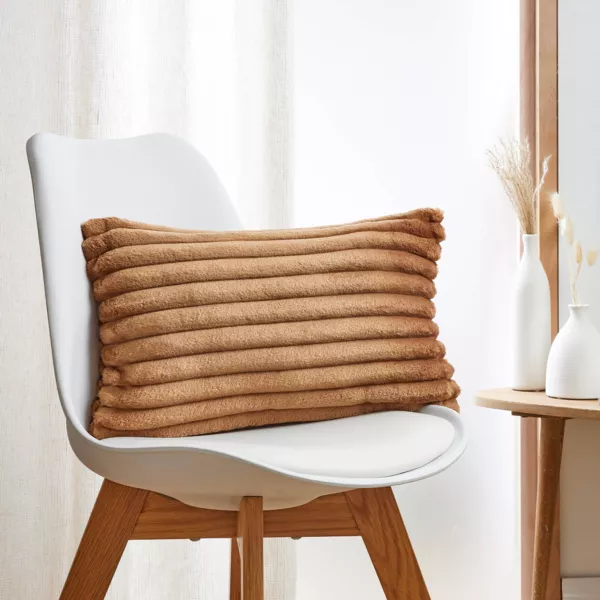 Funda de cojín rectangular franela (30 x 50 cm) Dune Camel