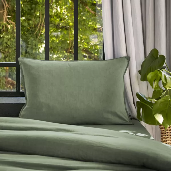 Kussensloop rechthoekig gewassen TENCEL™ Lyocell (50 x 80 cm) Olivia Rozemarijngroen