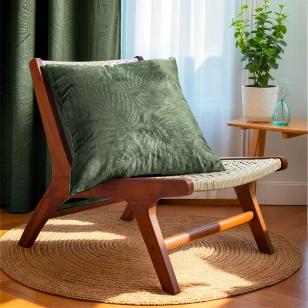 Fløjls kvadratisk pude (60 x 60 cm) Fern Rosmarin Grøn