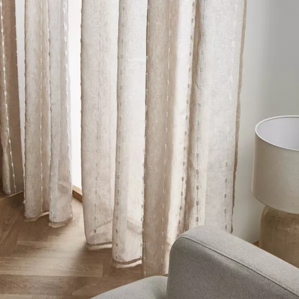 Vitrage met ringen en pompons (140 x 280 cm) Axel Beige