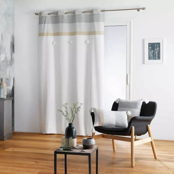Cortina de tela de algodón (140 x 240 cm) Iliade Blanco