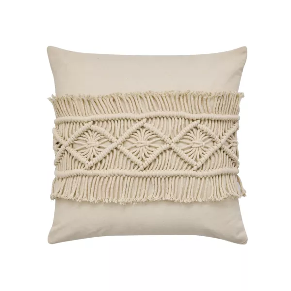 Cojín cuadrado macramé (45 x 45 cm) Samaya Beige