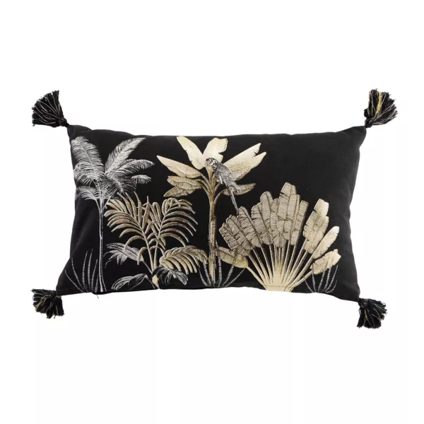 Cojín rectangular de tela de algodón (30 x 50 cm) Karaba Negro