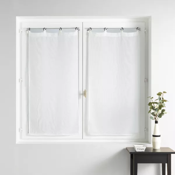 Set van 2 geweven gordijnen met ogen (60 x 160 cm) Davina Wit