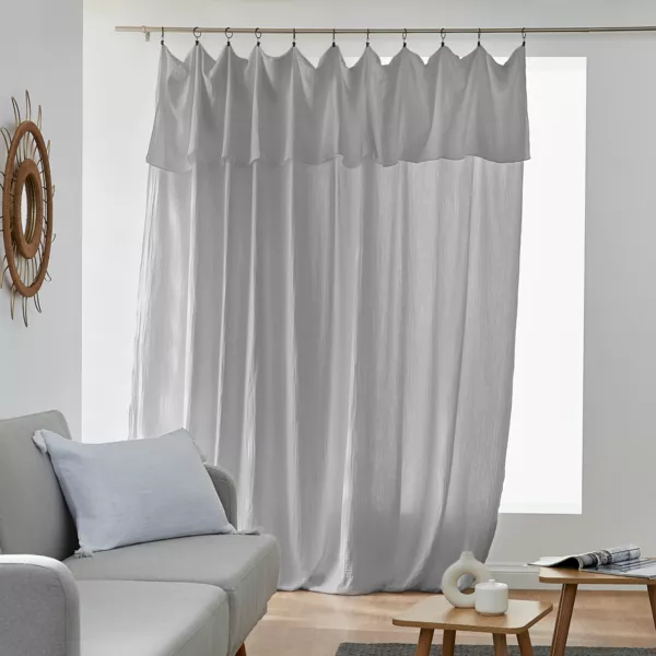 Rideau gaze de coton ajustable (280 x max 300 cm) Gaïa Gris nuage