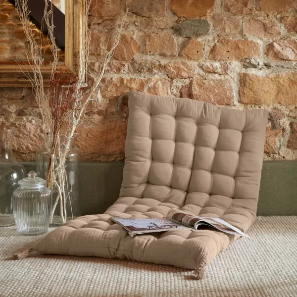 Katoenen gazen vloermatras (60 x 120 cm) Gaïa Bruin touw