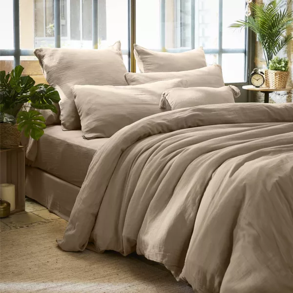 Housse de couette gaze de coton (260 x 240 cm) Gaïa Ficelle