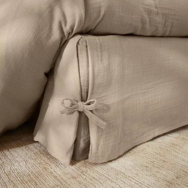Cache-sommier Gaze de coton (90 x 190 cm) Gaïa Ficelle