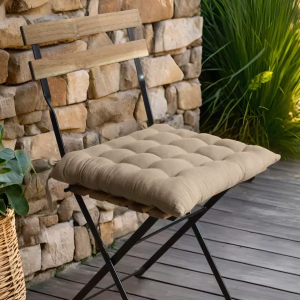 Galette de chaise carrée gaze de coton (40 x 40 cm) Gaïa Ficelle