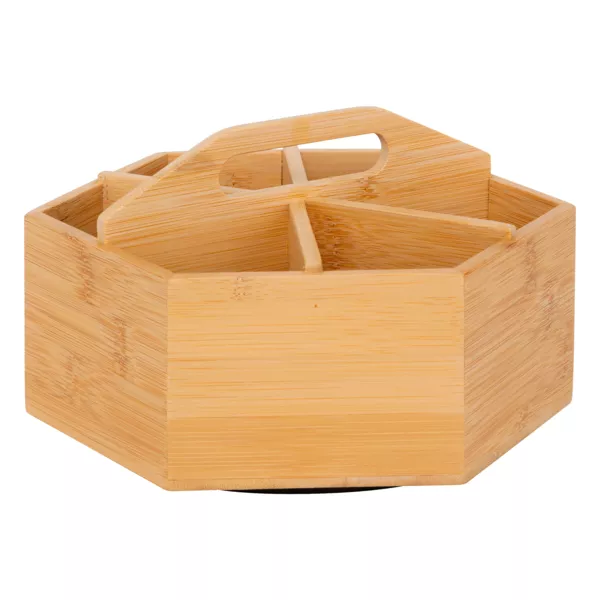 Draaiende bamboe theedoos (22 x 12,5 cm) Neo Beige