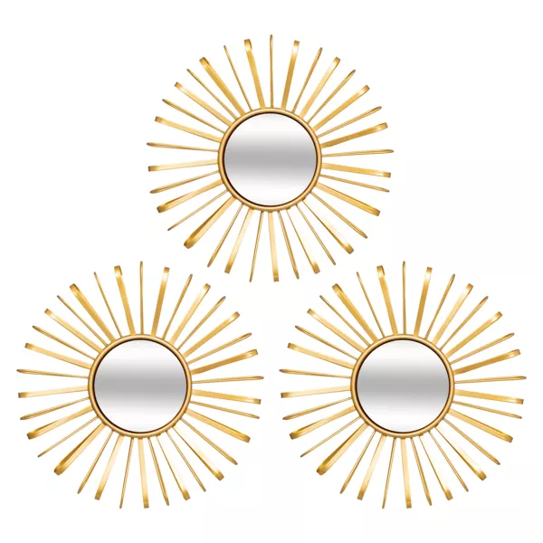 Conjunto de 3 espejos de pared de metal (D 24 cm) Warren Oro
