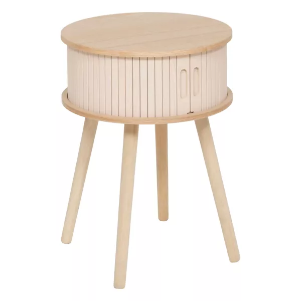 Ronde houten nachtkastje (H54 cm) Nysos Crème