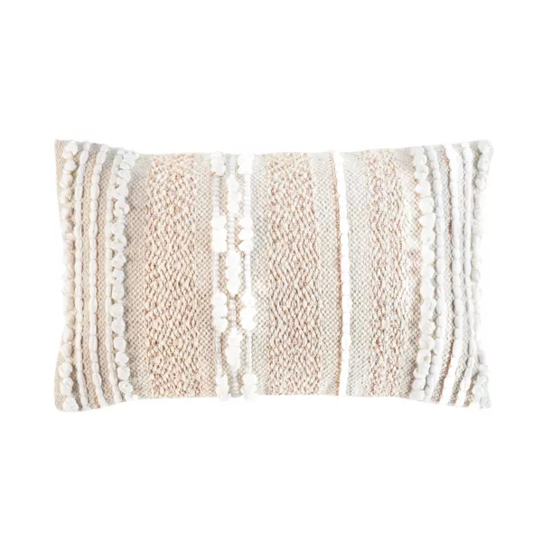 Cojín rectangular de tela de algodón (30 x 50 cm) Blanca Beige