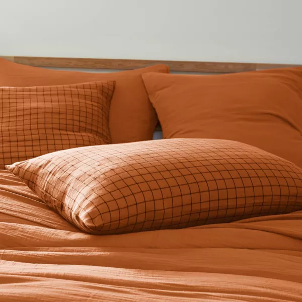 Funda de almohada rectangular de gasa de algodón (50 x 70 cm) Gaïa Mix Albaricoque