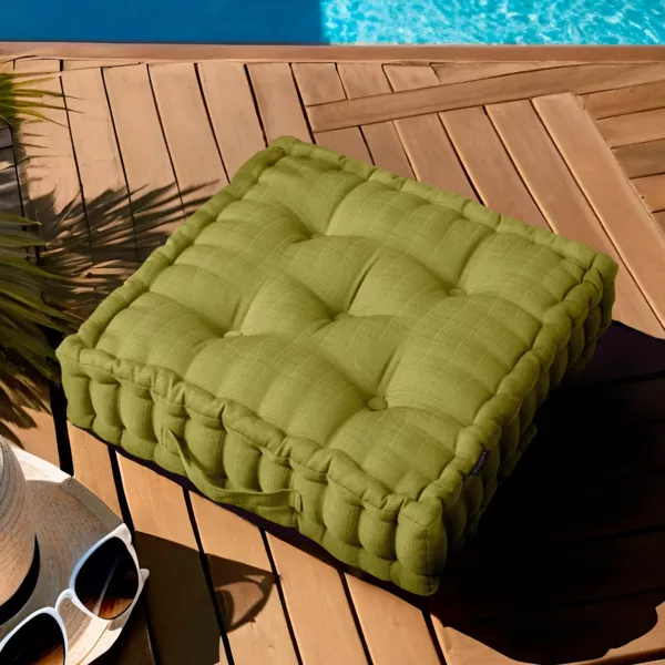 Coussin de sol extérieur capitonné (50 x 50 cm) Sunset Vert olive