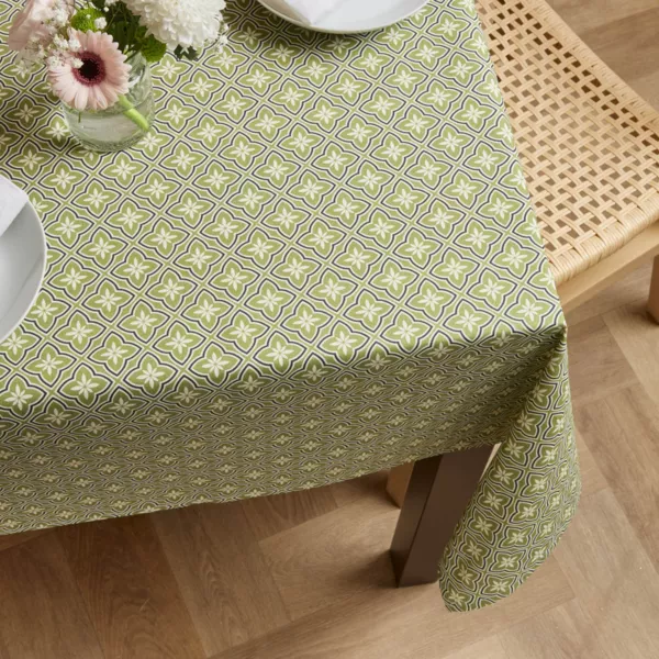 Rechthoekig gecoat katoenen tafelkleed (150 x 250 cm) Gloria Groen