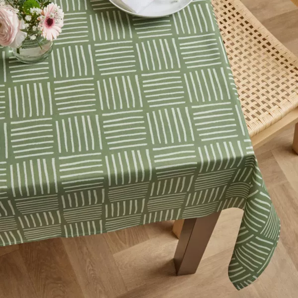 Mantel rectangular de algodón revestido (150 x 350 cm) Paolo Verde