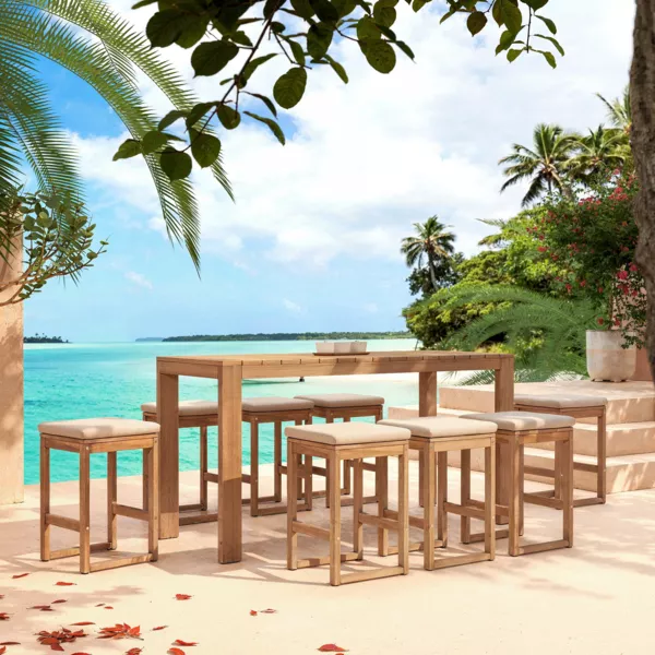 Bartisch aus Akazie 8 Plätze (203 x H105 cm) Borneo Naturfarben