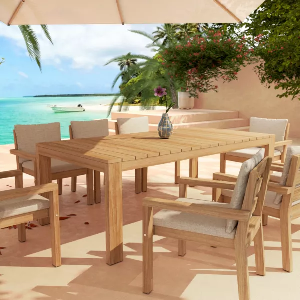 Tavolo da giardino rettangolare in legno di acacia per 8 persone (215 x 110 cm) Borno Naturale