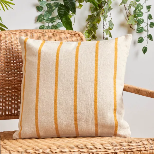 Coussin extérieur carré toile de coton (50 x 50 cm) Ocealys Jaune moutarde
