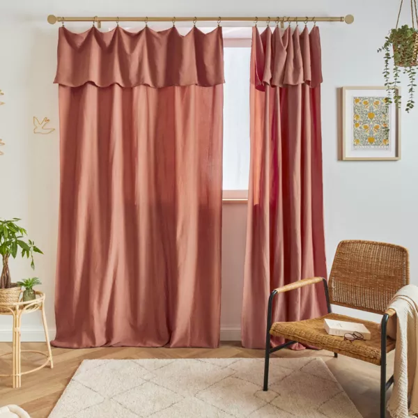 Verstelbaar lyocell Tencel™ gordijn (140 x max 270 cm) Olivia Terrakotta