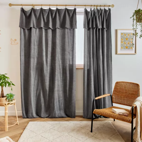 Verstelbaar Tencel™ lyocell gordijn (140 x max 270 cm) Olivia Granietgrijs