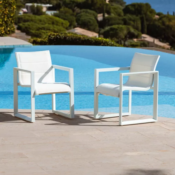 Set van 2 tuinstoelen van aluminium Elba Wit