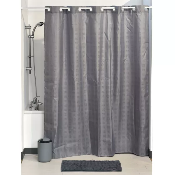Rideau de douche avec œillets integrés (180 x 200 cm) Carrés Gris