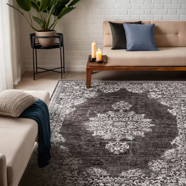 Rechteckiger Wohnzimmerteppich Jacquard (160 x 230 cm) Sana Grau