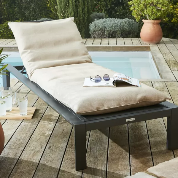 Housse de coussin pour bain de soleil (190 x 70 cm) Naia Beige sable