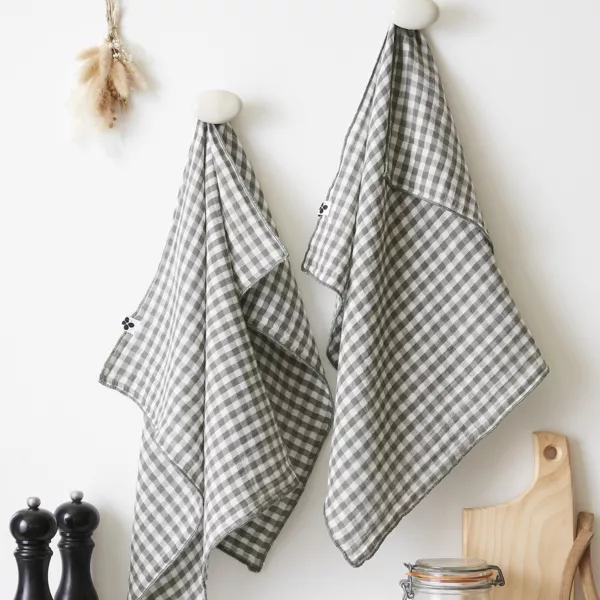 2er Set Handt�cher Musselin (50 x 70 cm) Ga�a vichy Rosmaringr�n 