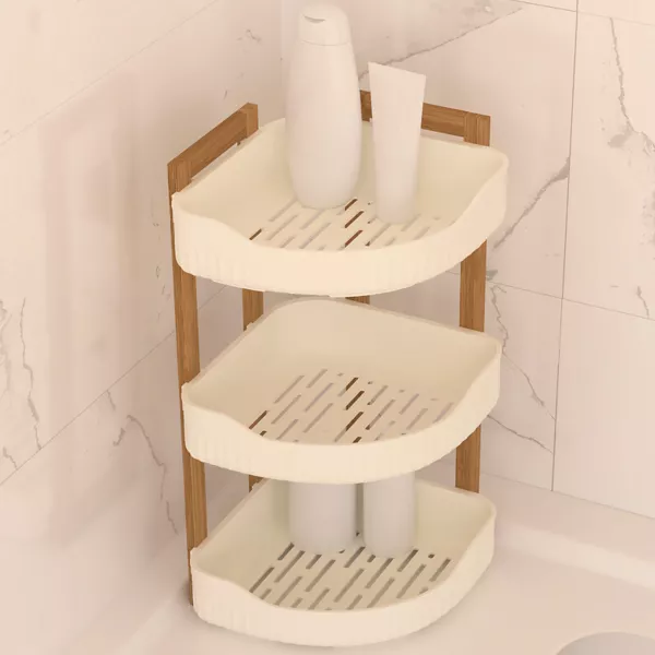 Etagère d'angle salle de bain 3 niveaux (H45 cm) Natureo Blanc