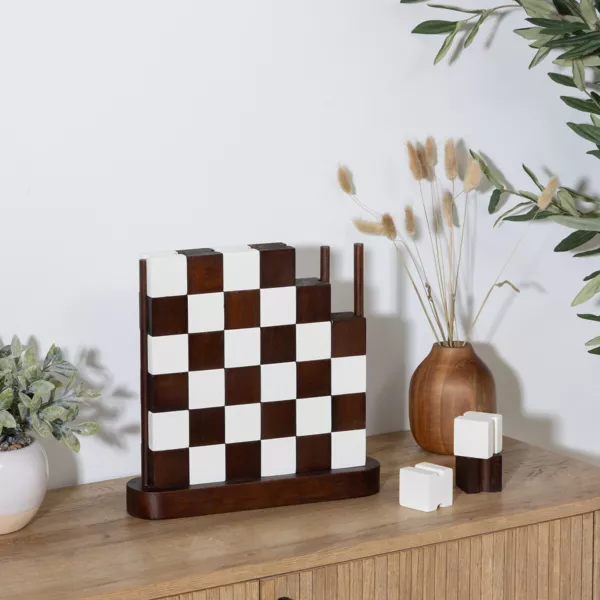 Jeu Damier Bois (27 x 28 cm) Twist Marron