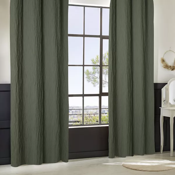 Cortina con efecto plisado (135 x 260 cm) Maely Verde caqui