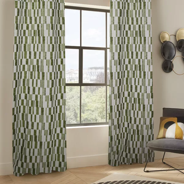 Geweven gordijn (140 x 260 cm) Leyna Kakigroen 