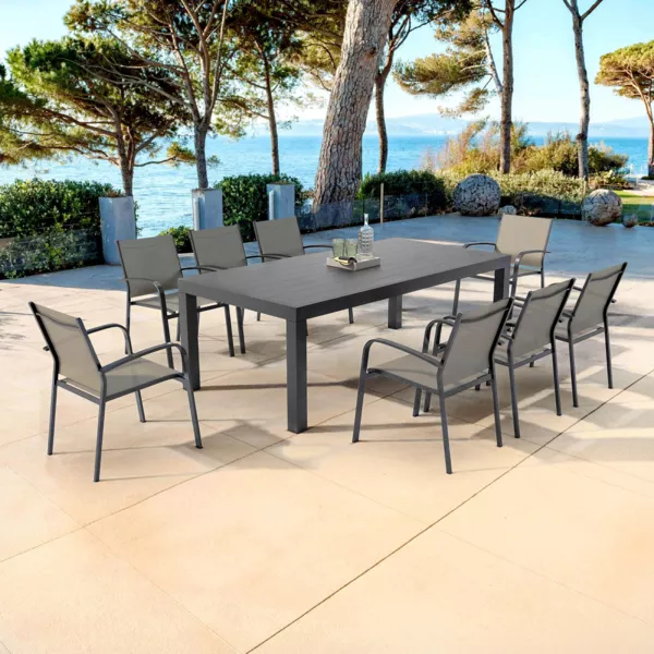Tuintafel 8 personen Aluminium Murano (210 x 100 cm) - Antraciet