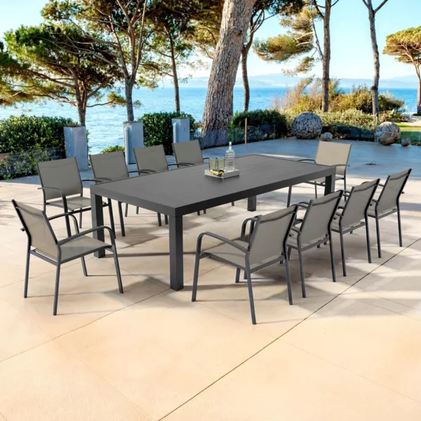 Rechthoekige tuintafel van aluminium voor 10 personen (240 x 120 cm) Murano Antracietgrijs