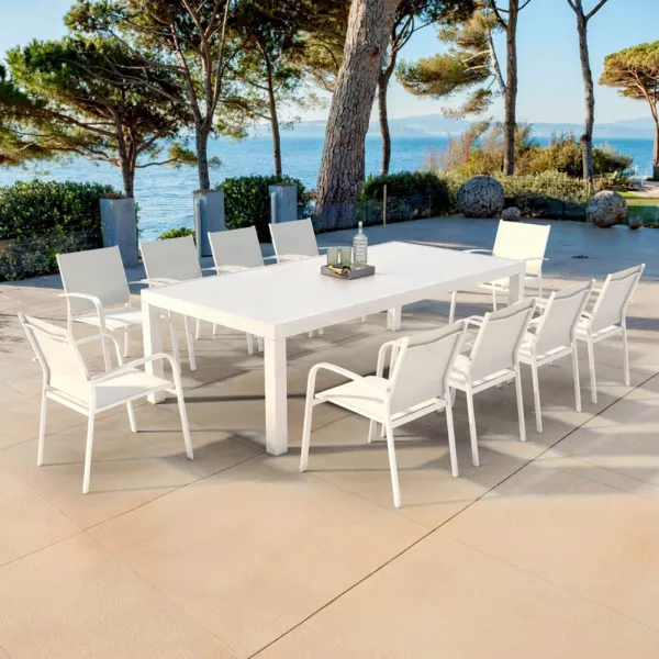 Mesa de jardn rectangular de aluminio para 10 personas (240 x 120 cm) Murano Blanco