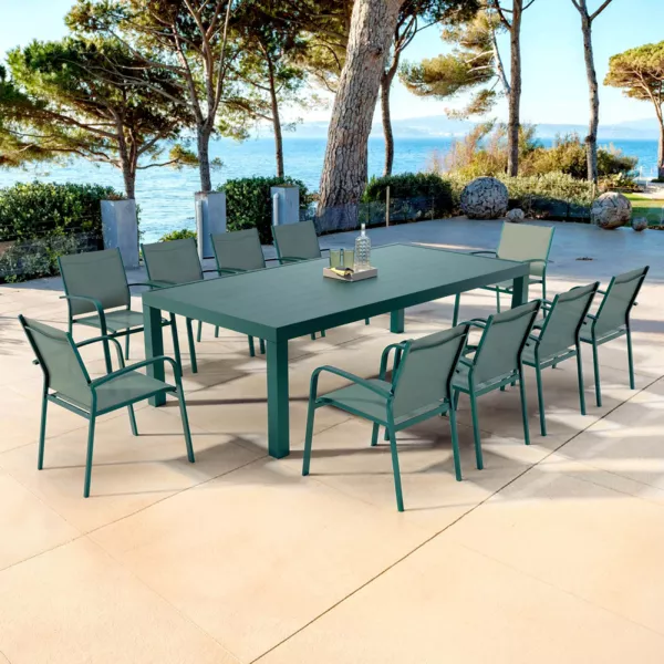 Rectangular tuin tafel van aluminium voor 10 personen (240 x 120 cm) Murano Blauw
