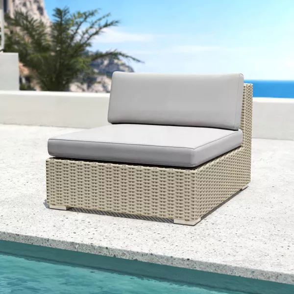 Loungesessel ohne Armlehnen geflochtenes Polyrattan Palma Grau